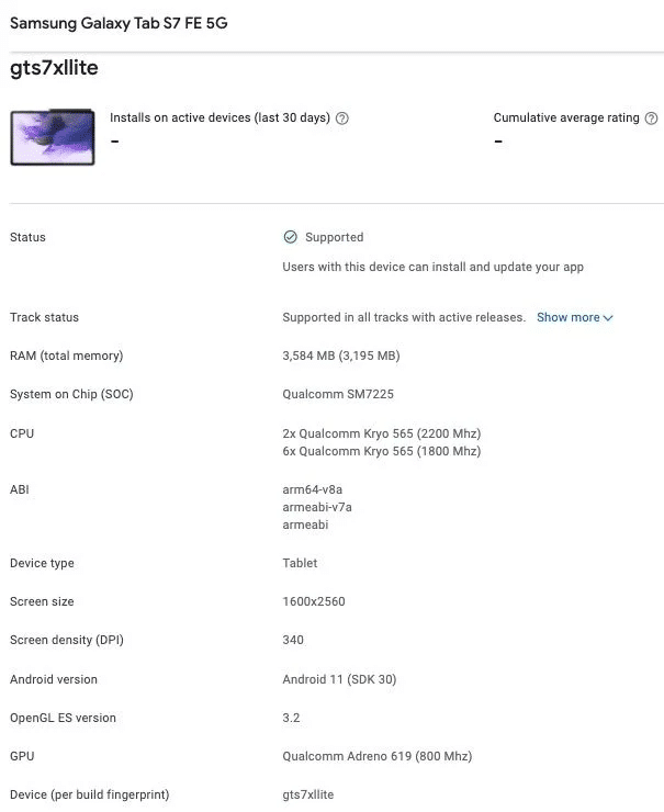 Galaxy Tab S7 FE Özellikleri