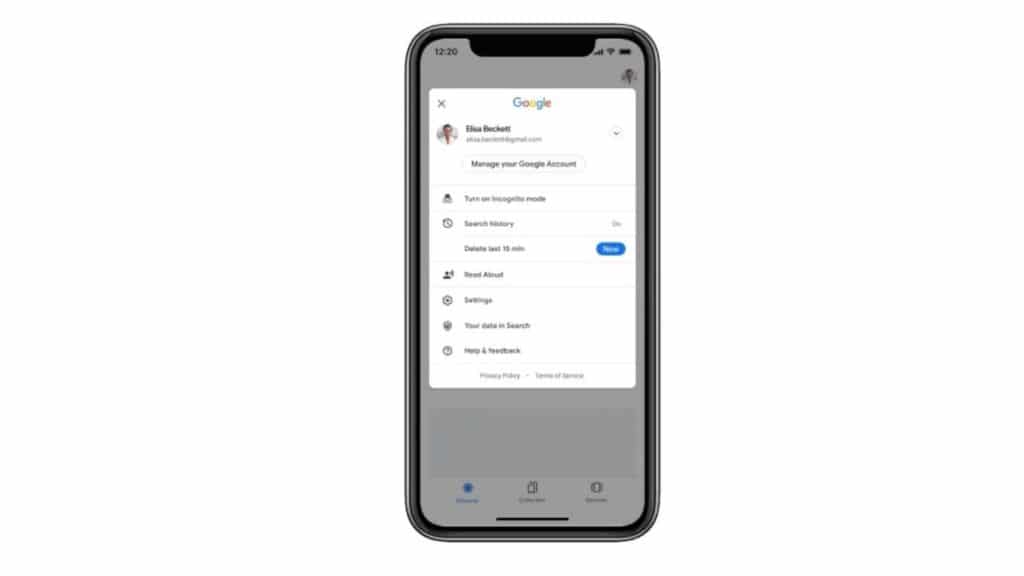 Google 15 dakikalık geçmişi silme.